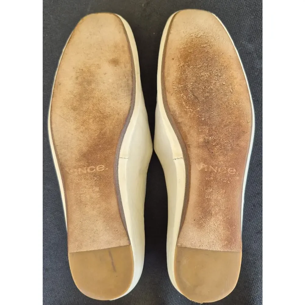 Vince Camuto Paz Leather Flat Slip-On Loafer in Off White Women's Size 6.5